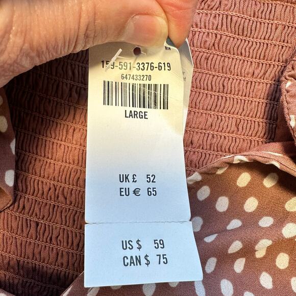 NWT Abercrombie & Fitch Short Sleeve Polka Dot Dress Ruffle Hem Large - Picture 11 of 15